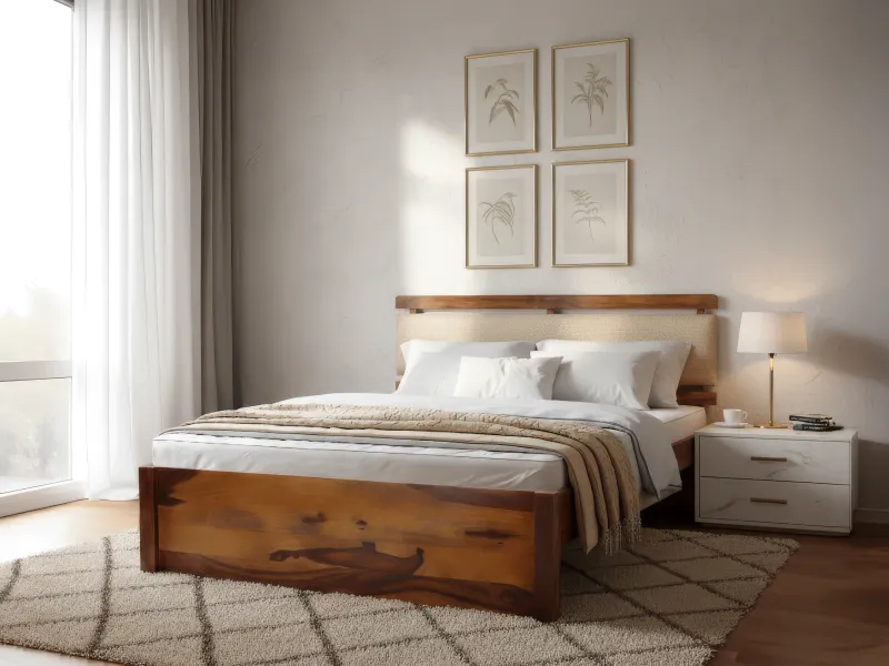 Belle Solid Wood Queen Size Double Bed